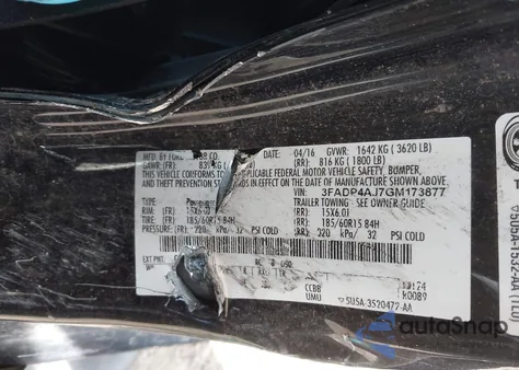 2016 Ford Fiesta S из США, поврежденный, VIN 3FADP4AJ7GM173877